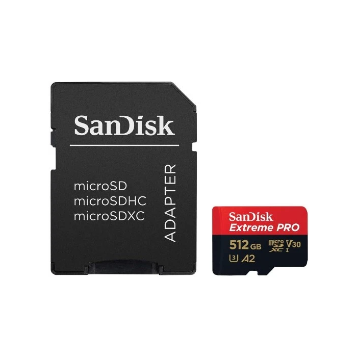 SanDisk Extreme PRO microSDXC 512GB + SD Adapter up to 200MB/s & 140MB/sA2 C10 V30 UHS-I U3