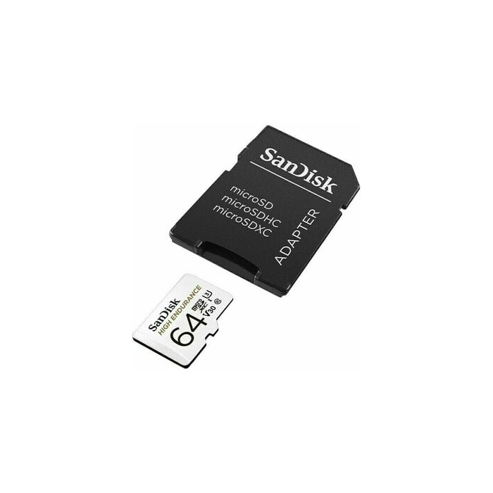 SanDisk High Endurance video microSDHC 64GB + SD Adapter Full HD / 4K video, up to 100/40 MB/s C10, U3, V30