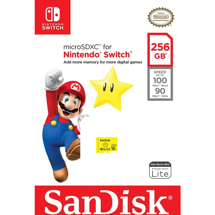 SanDisk microSDXC card for Nintendo Switch 256GB, up to 100MB/s Read, 60MB/s Write, U3, C10, A1, UHS-1