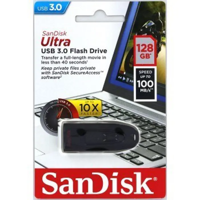 SanDisk Ultra USB flash drive 128 GB USB Type-A 3.2 Gen 1 (3.1 Gen 1) Black