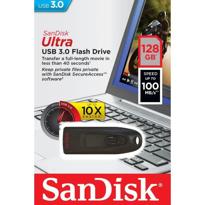 SanDisk Ultra USB Memory Stick 128GB USB 3.0 Black