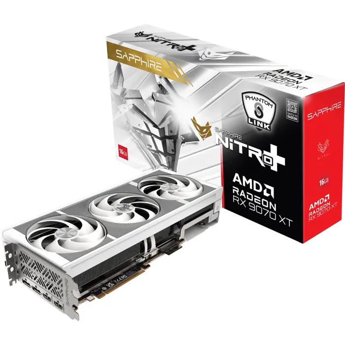 Sapphire Radeon RX 9070 XT Nitro+ Phantom Link Polar OC (white, RDNA4, GDDR6, 2x DisplayPort, 2x HDMI 2.1)
