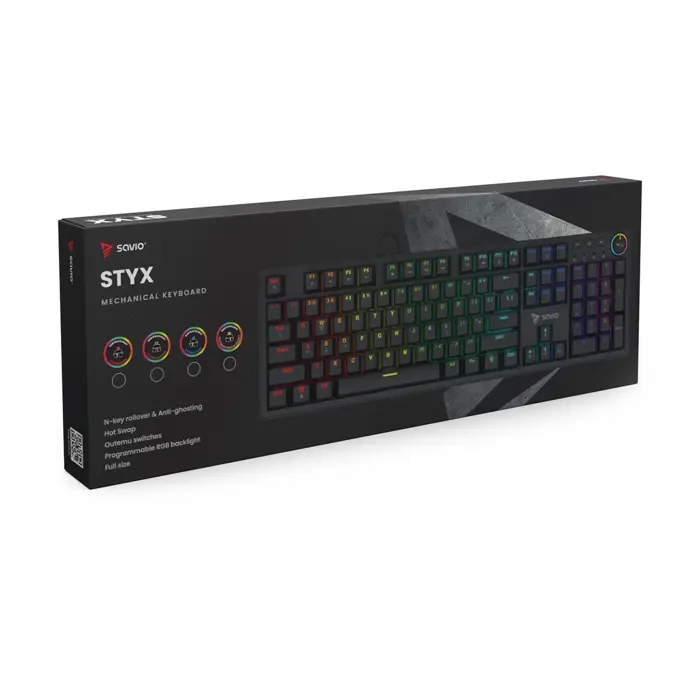 Savio STYX Outemu Blue, Hot Swap, RGB keyboard Gaming