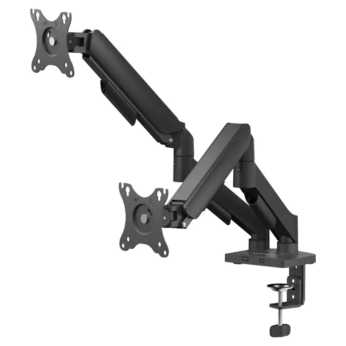SAVIO UM-04 Dual Desk Mount for Monitors 17” – 32”, 2× 2–9 kg, with Gas Spring