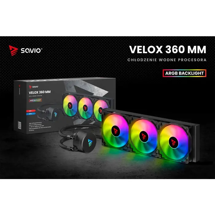 Savio VELOX 360 MM computer cooling system Processor All-in-one liquid cooler 36 cm Black 1 pc(s)