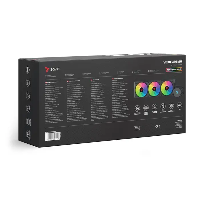 Savio VELOX 360 MM computer cooling system Processor All-in-one liquid cooler 36 cm Black 1 pc(s)