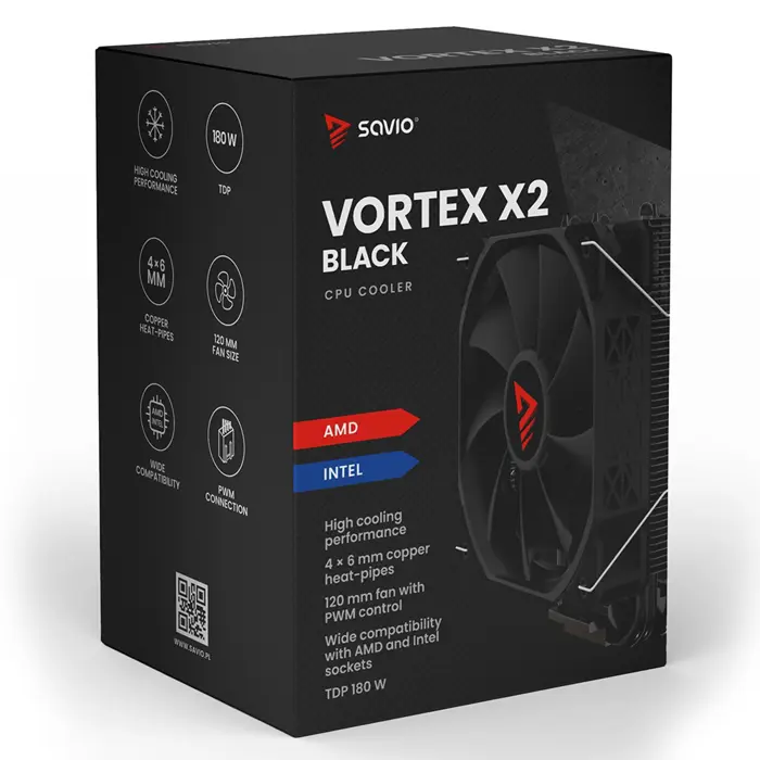 SAVIO VORTEX X2 BLACK CPU Cooler