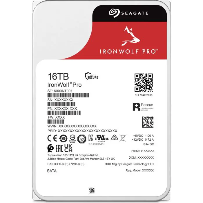 Seagate NAS Hard Drive 16TB 7200 256MB SATA3 IronWolf PRO