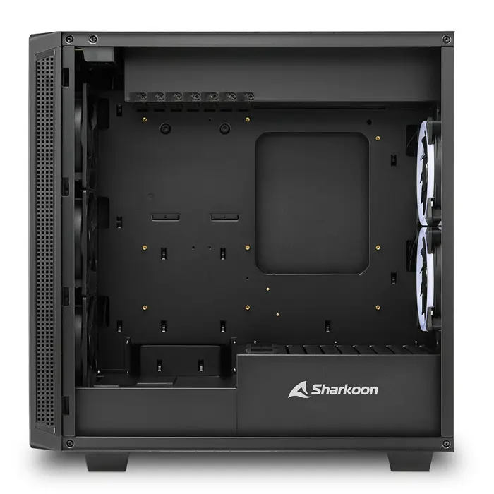 Sharkoon REV200 Midi Tower ATX kućište bez napajanja, prozirna bočna stranica, prednji/stražnji RGB ventilatori 5×120mm, crno