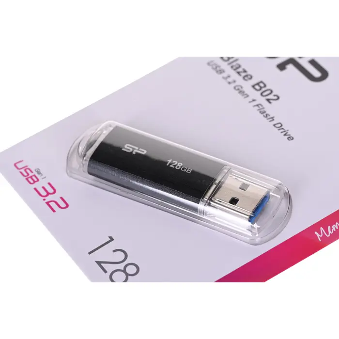SILICON POWER Blaze B02 Pendrive USB flash drive 128 GB USB Type-A 3.2 Gen 1 (SP128GBUF3B02V1K) Black