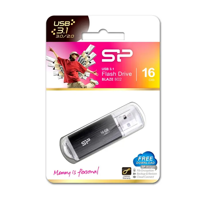 SILICON POWER Blaze B02 Pendrive USB flash drive 16GB USB Type-A 3.2 Gen 1 (SP016GBUF3B02V1K) Black