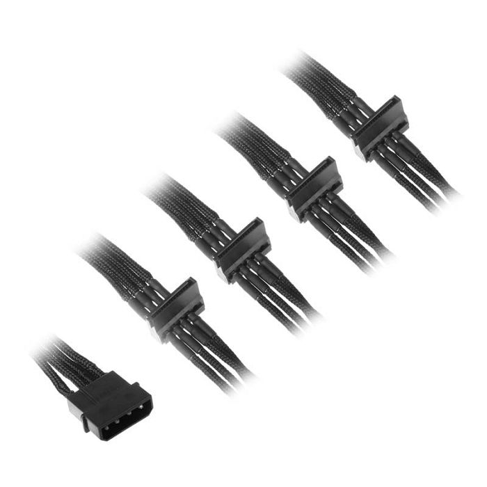SilverStone 4-Pol-Molex auf 4x SATA Verlängerung - 300mm black SST-PP07-BTSB