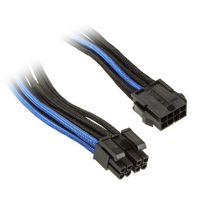 SilverStone EPS 8-Pin zu EPS/ATX 4+4-Pin Kabel, 300mm - black/blau SST-PP07-EPS8BA