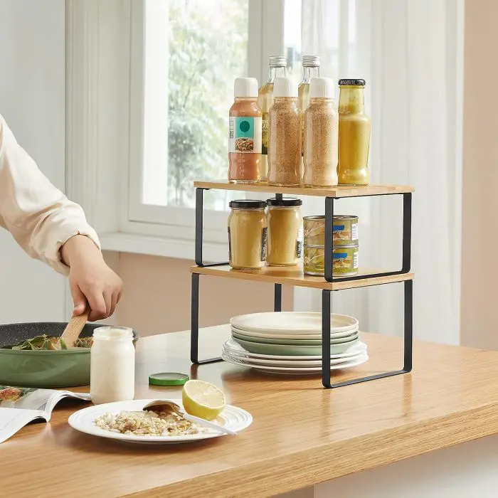 SONGMICS 2x shelf organizer black bamboo