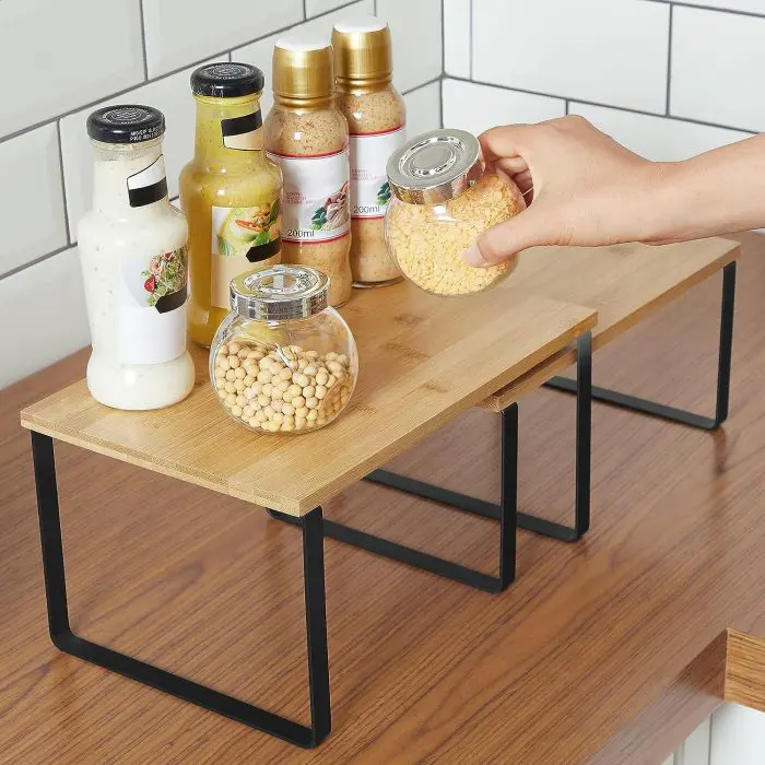 SONGMICS 2x shelf organizer black bamboo