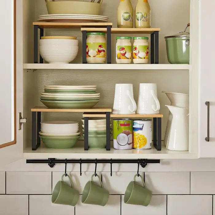 SONGMICS 2x shelf organizer black bamboo