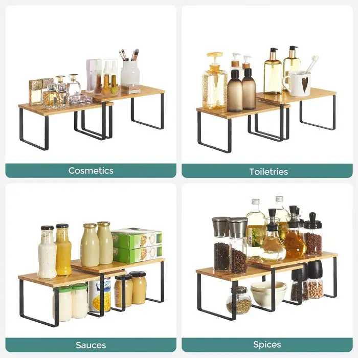 SONGMICS 2x shelf organizer black bamboo