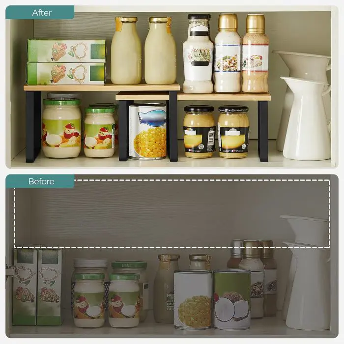 SONGMICS 2x shelf organizer black bamboo