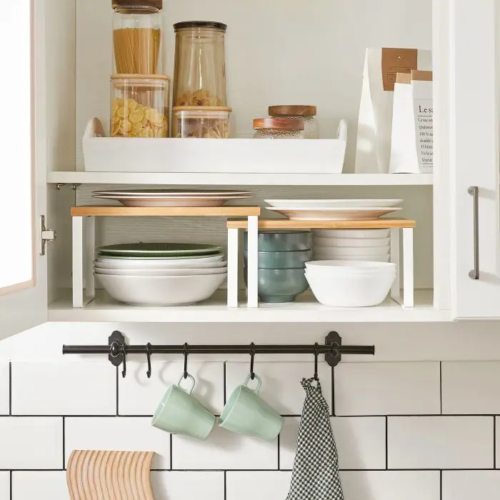 SONGMICS 2x shelf organizer white bamboo