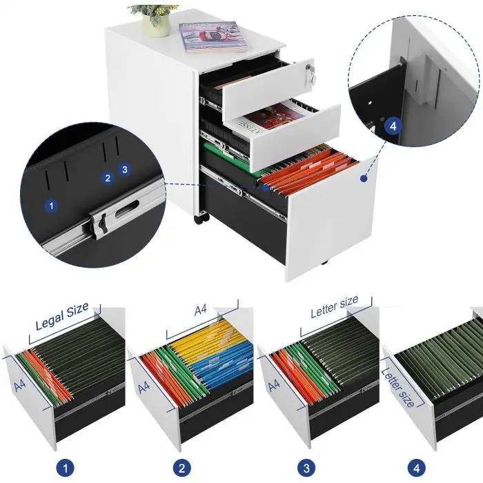 SONGMICS Office cabinet on wheels OFC60BK