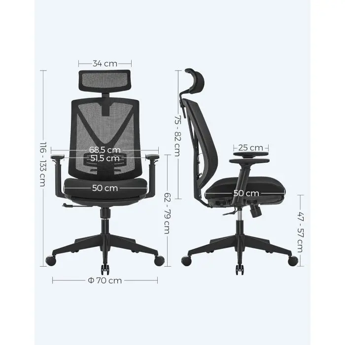 SONGMICS office chair, black, OBN61BKV1