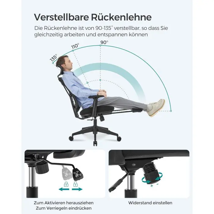 SONGMICS office chair, black, OBN61BKV1