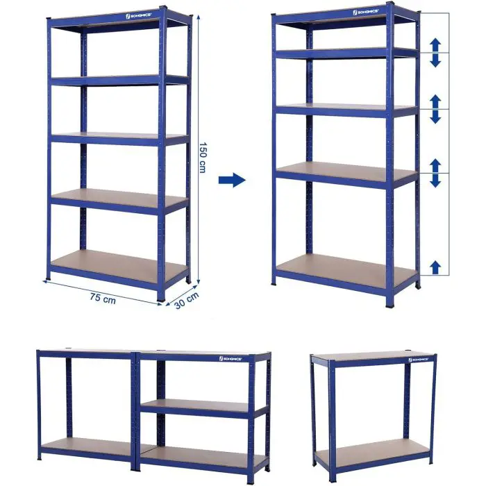SONGMICS Shelf 150 x 75 x 30 cm brown-blue, GLR30Q