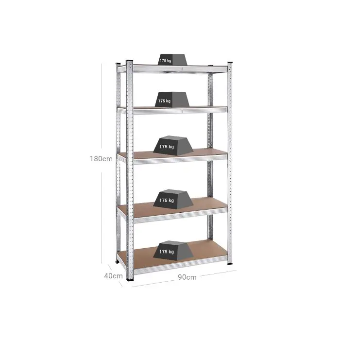 SONGMICS Shelf 40 x 90 x 180 cm beige-silver