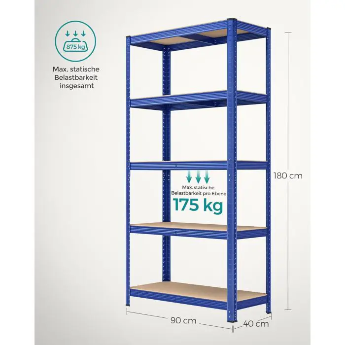 SONGMICS Shelf 40 x 90 x 180 cm brown-modern, GLR040Q01