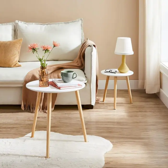 SONGMICS Table 2X for living room 45 x 50 x 45cm white, LET07WN