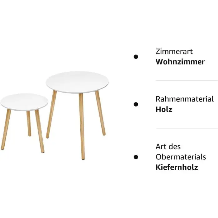 SONGMICS Table 2X for living room 45 x 50 x 45cm white, LET07WN