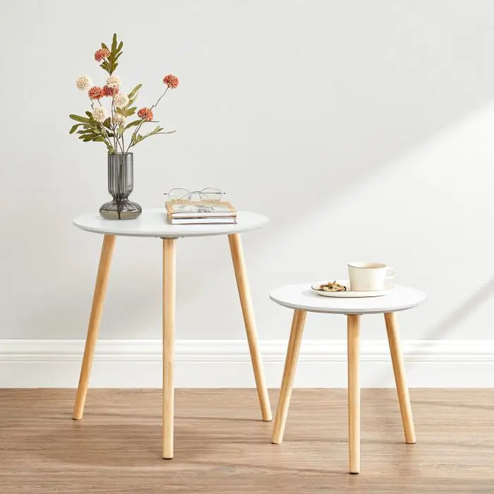 SONGMICS Table 2X for living room 45 x 50 x 45cm white, LET07WN