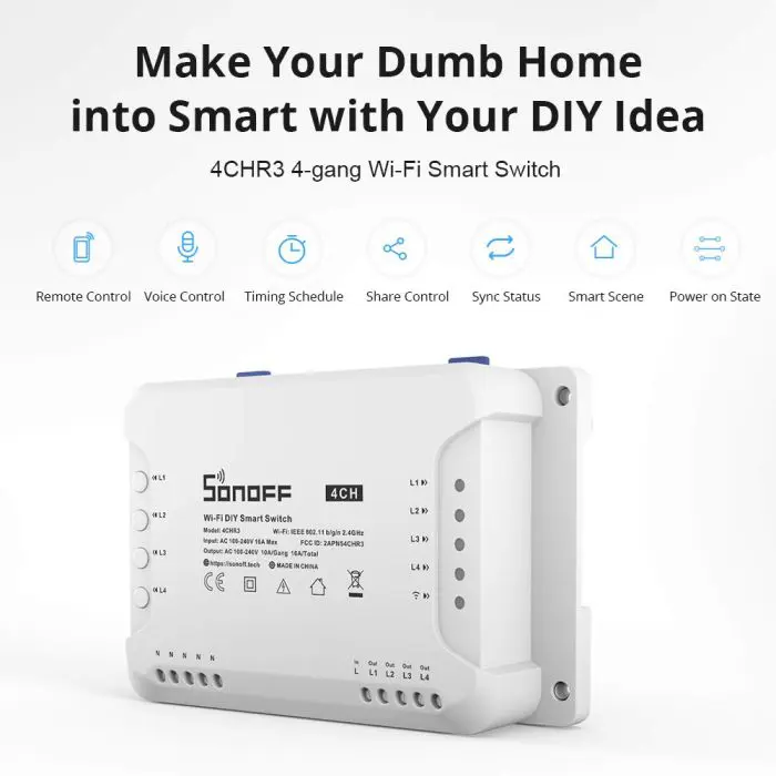 SONOFF smart switch Wi-Fi switch 4-channel 4CHR3