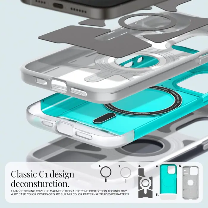 Spigen Classic C1 MagSafe, bondi blue - iPhone 15 Pro