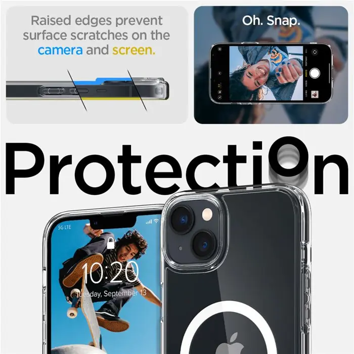 Spigen Crystal Hybrid MagSafe, zaštitna maska za telefon, prozirno-bijela - iPhone 14 Plus (ACS04656)