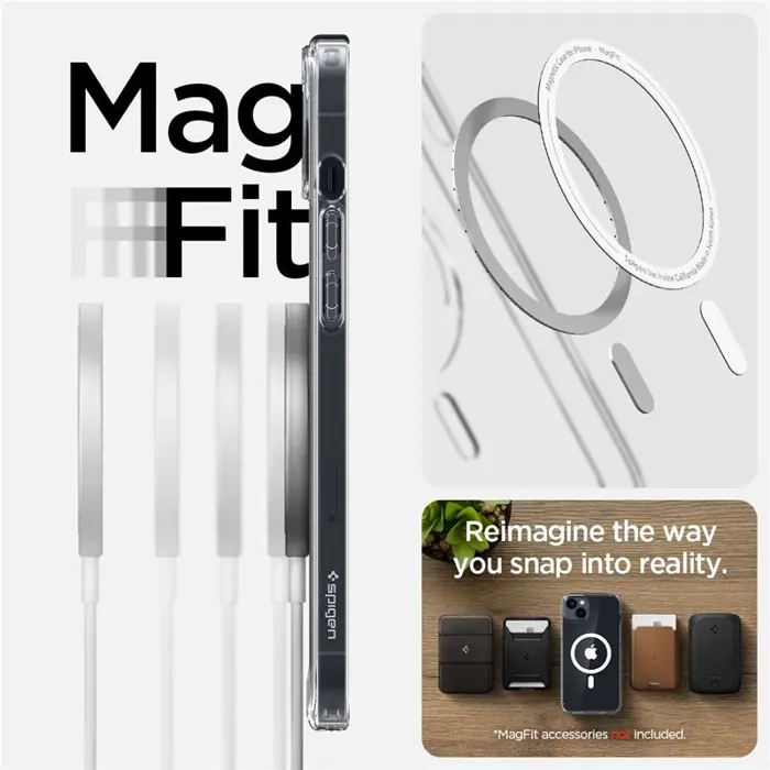 Spigen Crystal Hybrid MagSafe, zaštitna maska za telefon, prozirno-bijela - iPhone 14 Plus (ACS04656)
