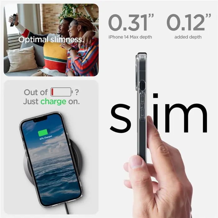 Spigen Crystal Hybrid MagSafe, zaštitna maska za telefon, prozirno-bijela - iPhone 14 Plus (ACS04656)