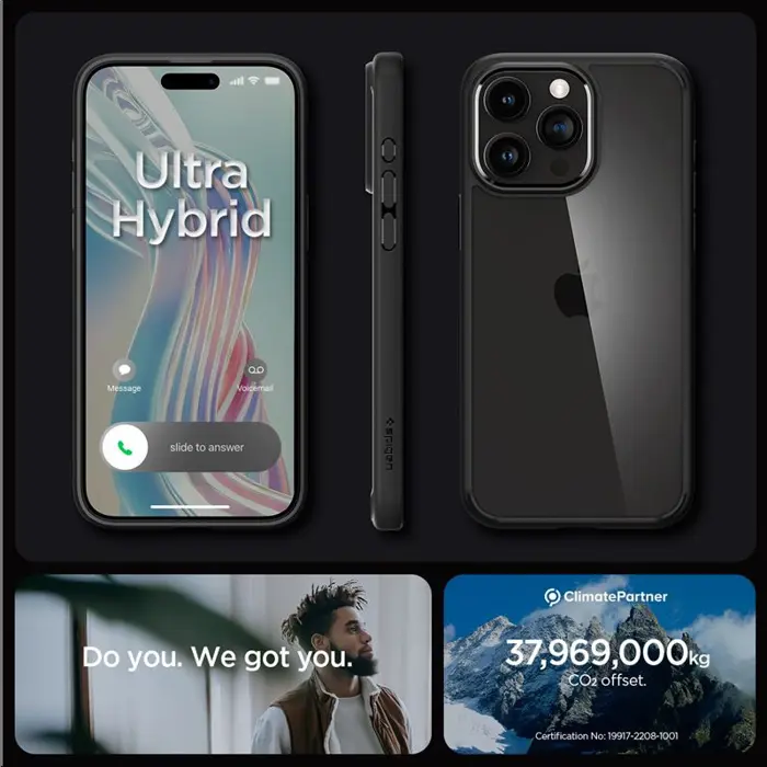 Spigen Crystal Hybrid, matte black - iPhone 15 Pro Max (ACS06449)