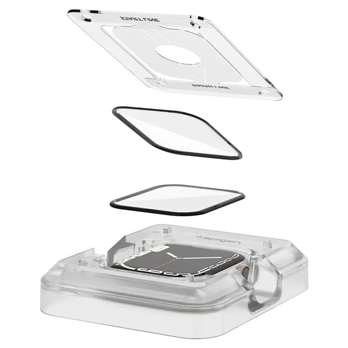 Spigen ProFlex EZ Fit, zaštitno staklo za Apple pametni sat, 2 kom + okvir za poravnanje - Apple Watch 9/8/7 41mm (AFL04052)