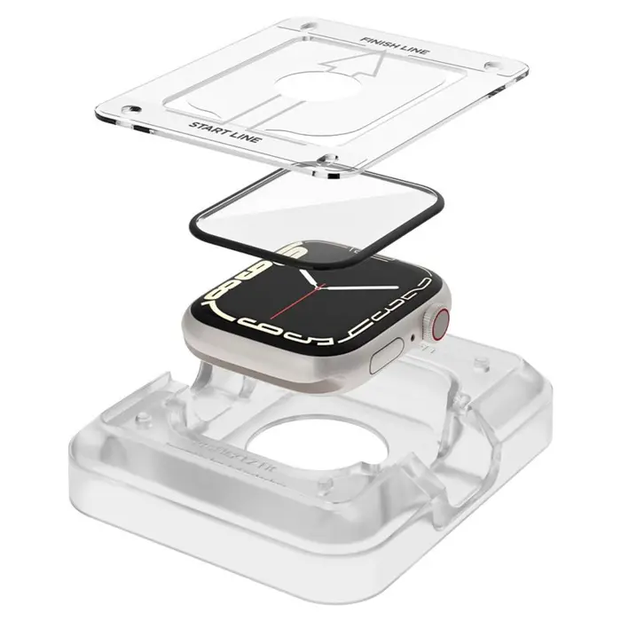 Spigen ProFlex EZ Fit, zaštitno staklo za Apple pametni sat, 2 kom + okvir za poravnanje - Apple Watch 9/8/7 41mm (AFL04052)