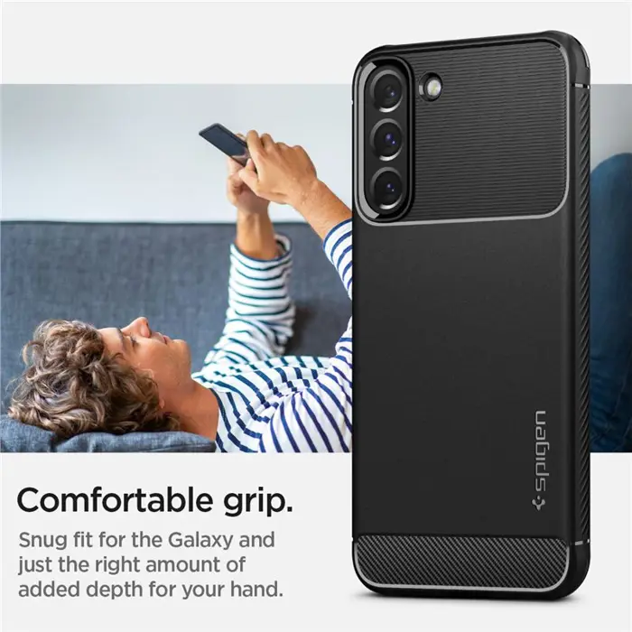Spigen Rugged Armor, zaštitna maska za telefon, mat crna - Samsung Galaxy S22