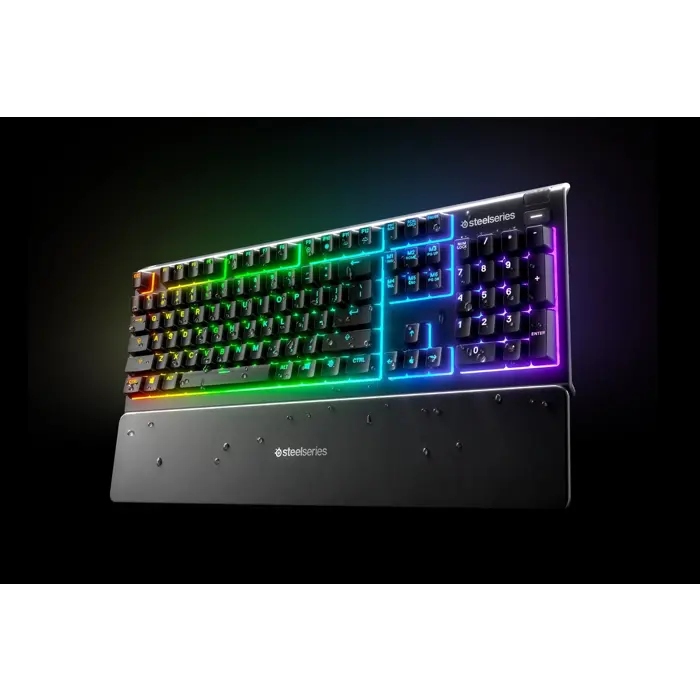 SteelSeries Apex 3 Gaming Keyboard, US Layout, Wired, Black SteelSeries Apex 3 Gaming keyboard, IP32 water resistant for protection against spills, Customizable 10-zone RGB illumination reacts to gam