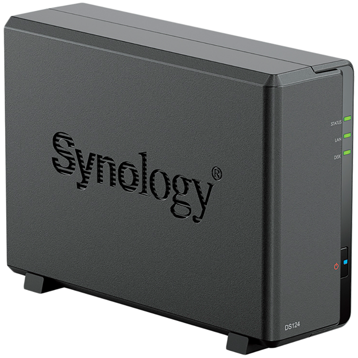 Synology DiskStation DS124 1-Bay NAS, CPU 4-core 1.7 GHz, 1 GB DDR4, 1 x 1Gbe LAN, 2 x USB 3.2