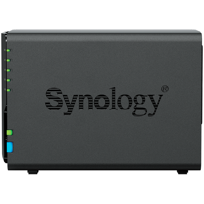 Synology DS225+, Tower, 2-bays 3.5 SATA HDD/SSD, CPU Inte Celeron J4125 4-core (4-thread) 2.0 GHz, burst up to 2.7 GHz, 2 GB DDR4 non-ECC (expandable up to 6 GB), 1xRJ-45 1GbE LAN, 1xRJ-45 2.5 GbE L