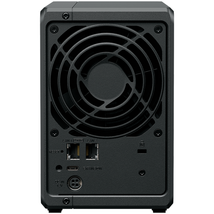Synology DS725+, Tower, 2-Bays 3.5 SATA HDD/SSD, 2 x M.2 2280 NVMe SSD, CPU AMD Ryzen R1600 dual-core (4-thread), max. boost up to 3.1 GHz, 4 GB DDR4 ECC SODIMM, 1 x 2.5 GbE, 1 x 1GbE, 1 x USB 3.2,