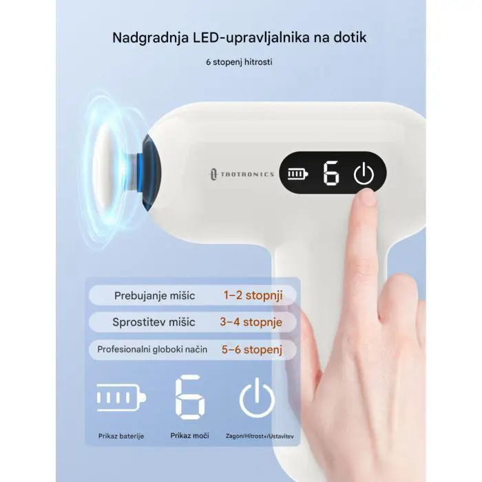 TAOTRONICS Masažna mini pištola bela