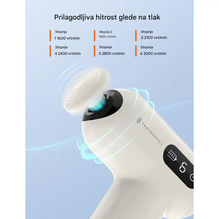 TAOTRONICS Masažna mini pištola bela