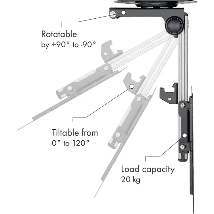 Techly Fold-Up Retractable Ceiling Mount for TV LED/LCD 17"-37" Black