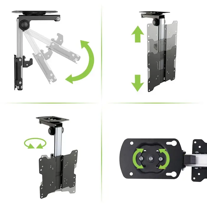 Techly Fold-Up Retractable Ceiling Mount for TV LED/LCD 17"-37" Black