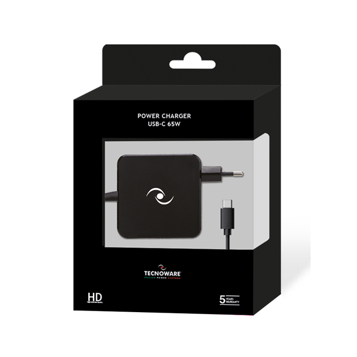 Tecnoware universal USB-C 65W power supply with "Power delivery" function